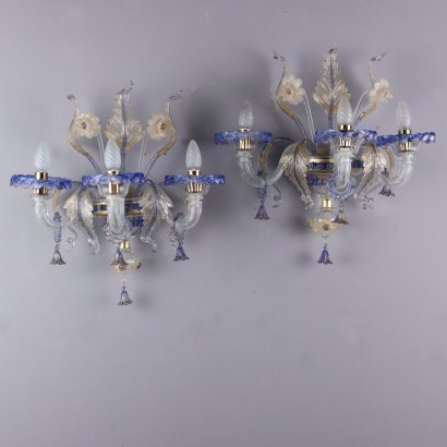 Antique Wall Lamps Blown Glass La Murrina Italy XX Century