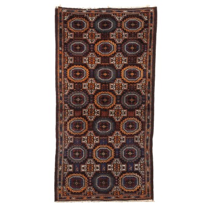 Antique Beluchi Carpet Wool Thin Knot Iran 75 x 38 In