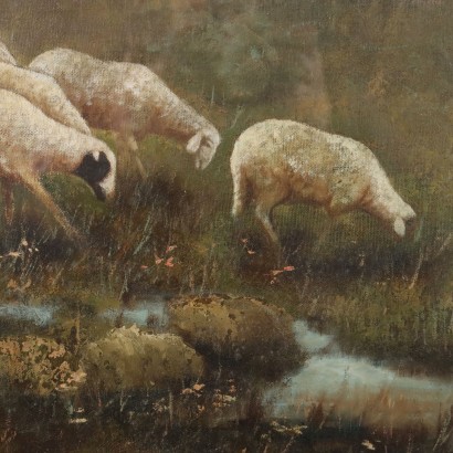 Painting with Landscape with Flock, Grazing