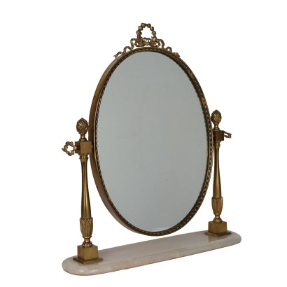 Vintage Table Mirror Onyx Brass Italy 1960s