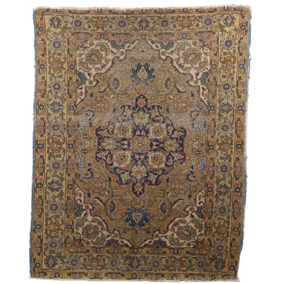 Tapis Tabriz Ancien Coton Laine Noeud Gros Iran 185 x 145 cm