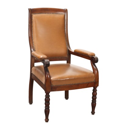 Fauteuil Louis Philippe Ancien Noyer Italie XIXe Siècle