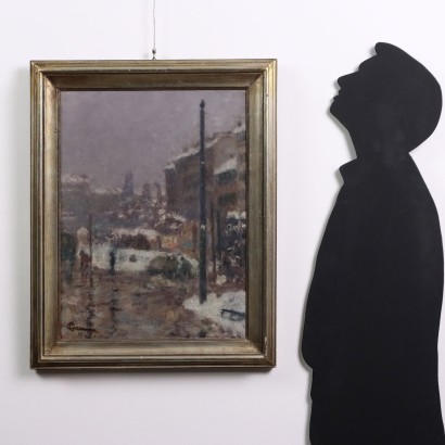 Dipinto di Carlo Cazzaniga,Scorcio cittadino,Carlo Cazzaniga,Carlo Cazzaniga,Carlo Cazzaniga,Carlo Cazzaniga,Carlo Cazzaniga