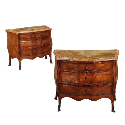 Commodes Baroques Anciennes Bois de Violette XVIIIe Siècle