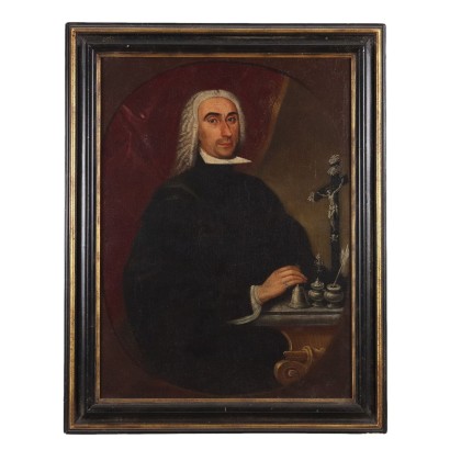 Tableau Ancien Portrait Masculin Huile sur Toile XVIIIe Siècle