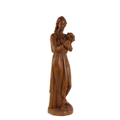 Antique Sculpture Olive Wood Italy XX Century