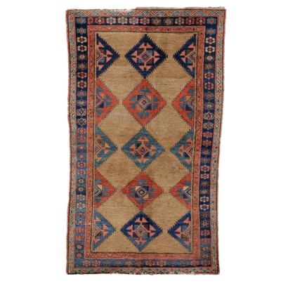 Antique Heriz Carpet Cotton Wool Heavy Knot Iran 77 x 44 In