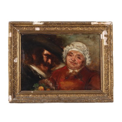 Oil on Canvas Satyrical Portrait France XIX Century