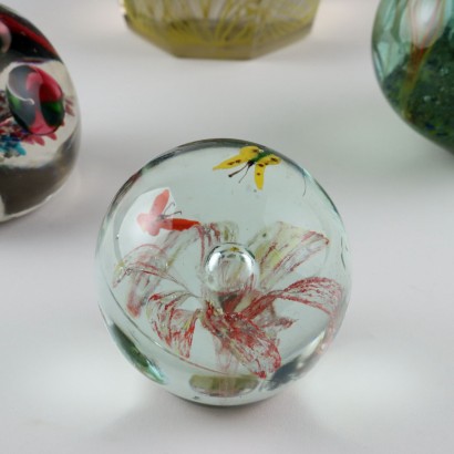 Set of 7 Glass Paperweights by M