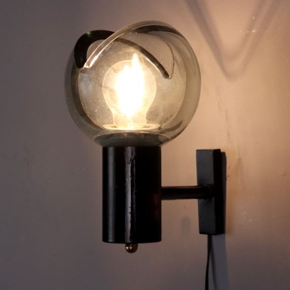 Vintage Wall Lamp Glass Aluminium Italy 1960s