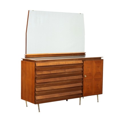 Vintage Chest of Drawers Walnut Veneer Brass Italy 1950s-60s