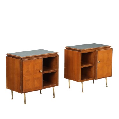 Vintage Bedside Tables Walnut Veneer Italy 1950s-1960s