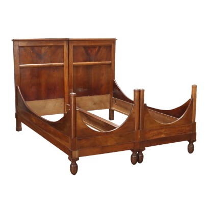 Antique Double Bed Empire Walnut Italy XIX Century