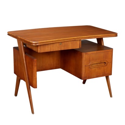 Bureau Vintage Plaqué en Acajou Tiroirs Années 50-60