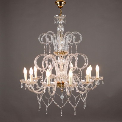 Antique Chandelier Blown Glass Italy XX Century