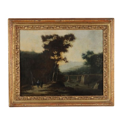 Tableau Ancien Paysage Huile sur Toile XVIIIe Siècle