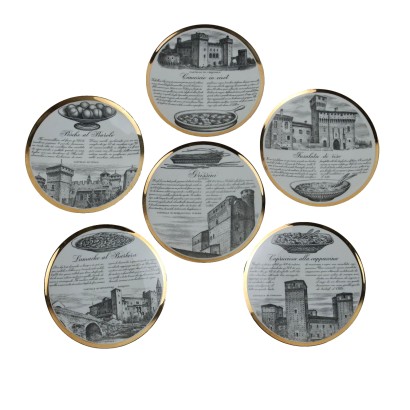 Vintage Plates Fornasetti Plates from Turin Porcelain 1960s