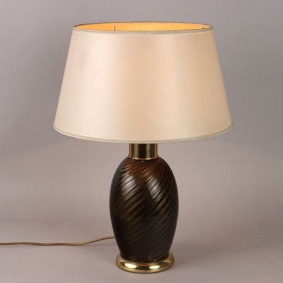 Vintage Table Lamp Design T. Barbi Brass Glass 1970s