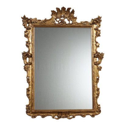 Antique Mirror Rococo Style Linden Italy XX Century