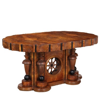 Antique Deco Table Walnut Burl Italy XX Century