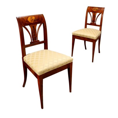 Antique Chairs Empire Cherrywood Walnut Austria XIX Century