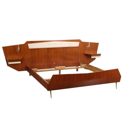 Vintage Double Bed with Bedside Tables Mahogany 1950s-60s