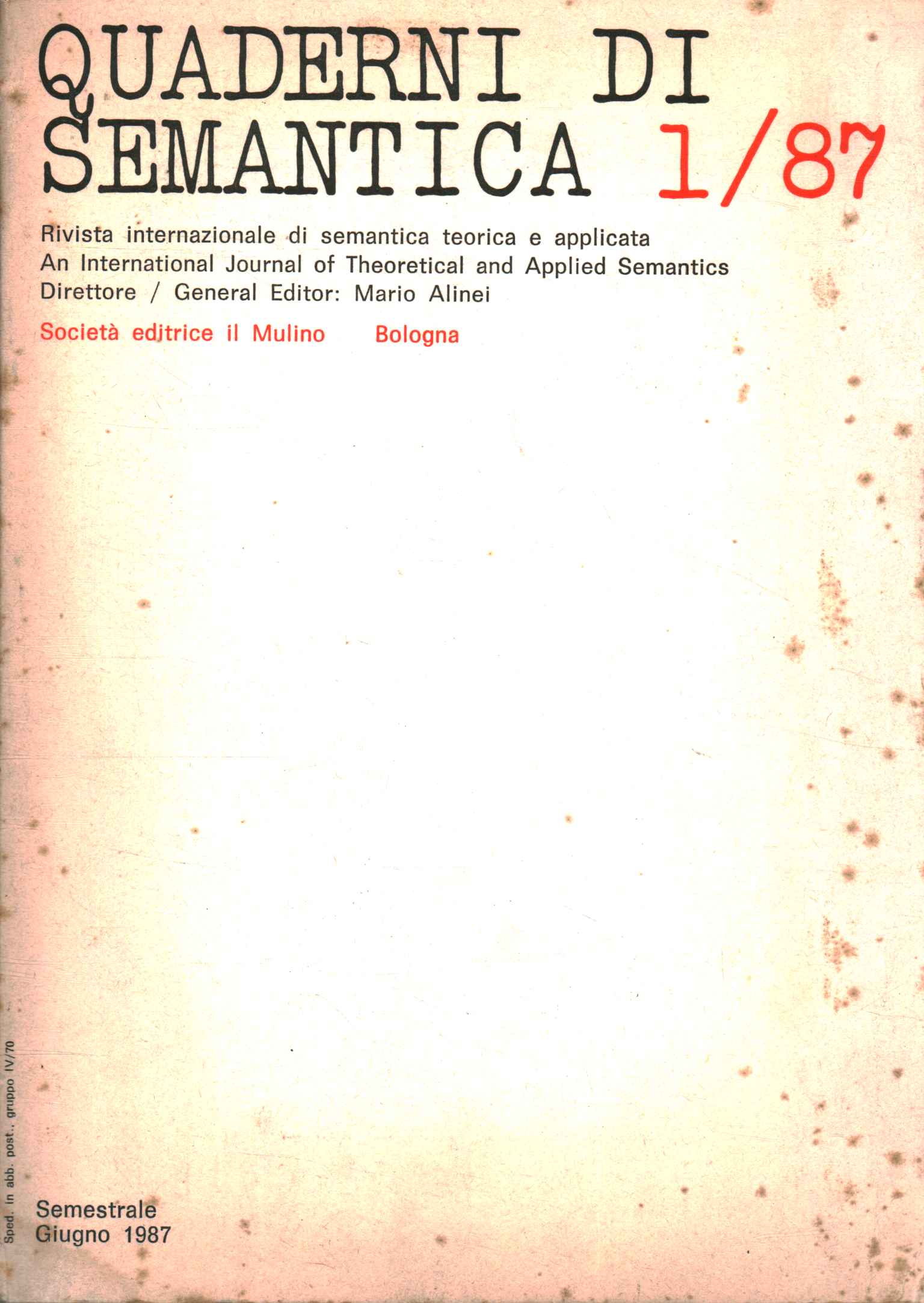 Quaderni di semiantica (Volume 8 n.1)