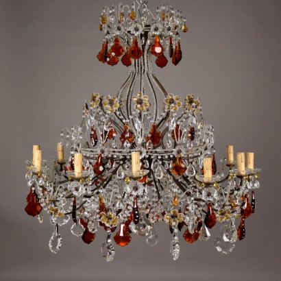 Antique Chandelier Glass Decorations Italy XX Century