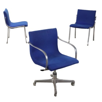 Vintage Office Chairs Aluminium Foam Italy 1970s