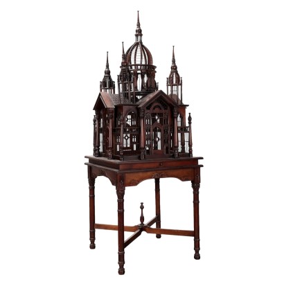 Antique Bird Cage Mahogany Italy XX Century