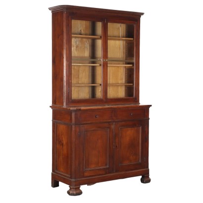 Antique Bookcase Louis Philippe Walnut Italy XIX Century