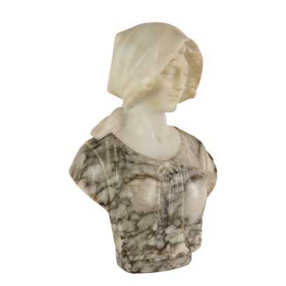 Antique Sculpture Bust Alabaster White Marble '800