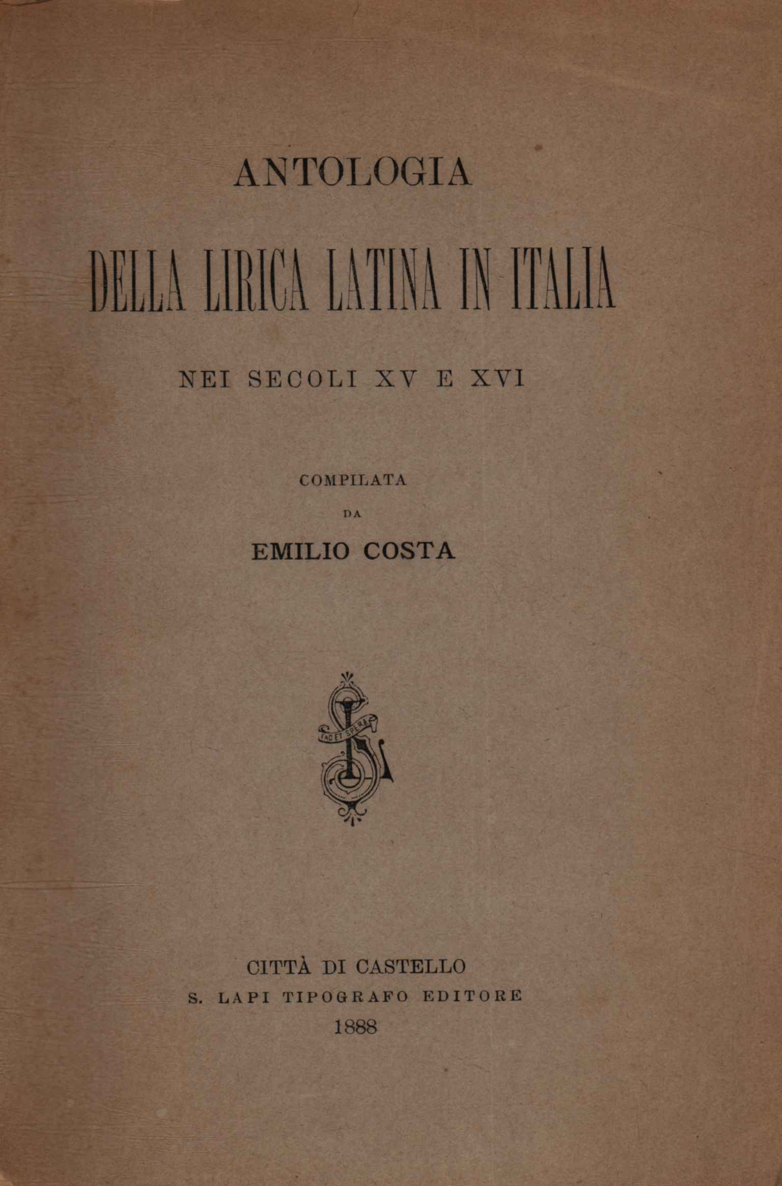 Anthologie de la poésie lyrique latine en Italie%