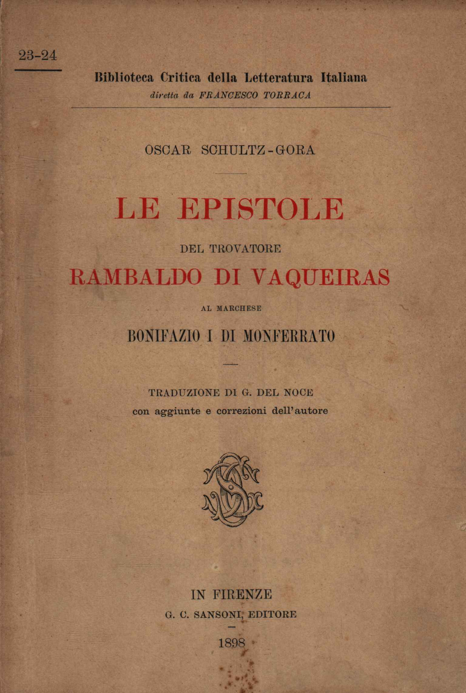 Les épîtres du troubadour Rambaldo de