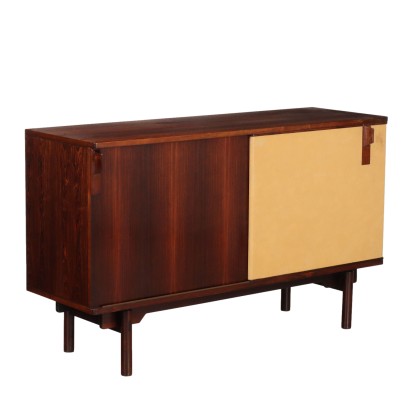 Vintage Sideboard Exotic Wood Leather Italy 1960s