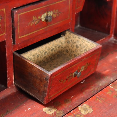 Drop-leaf Table, Poplar Drop-leaf Table, Poplar Drop-leaf Table in Chinoiserie Style