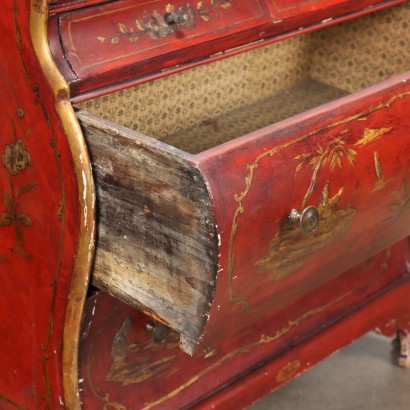 Drop-leaf Table, Poplar Drop-leaf Table, Poplar Drop-leaf Table in Chinoiserie Style