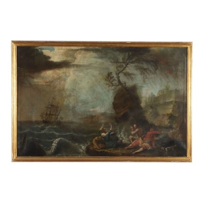 Peinture avec scène de tempête