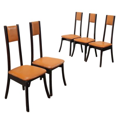 Programma S11 Chairs Dei Mobili Wood Leatherette 1970s