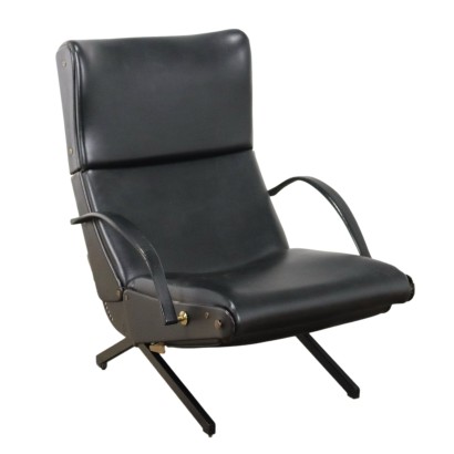 Tecno P40 Armchair Design Osvaldo Borsani Vintage Leatherette 1960s