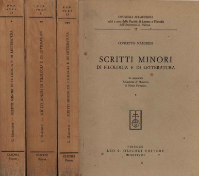 Scritti minori di filologia e di letteratura(3 volumi)