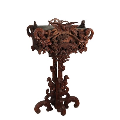 Antique Planter Neo-Baroque Walnut Decorations Switzerland '800