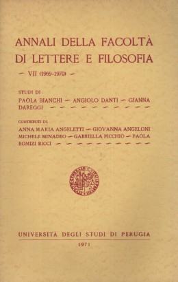 Annali della facoltà di lettere e filosofia (Volume VII)