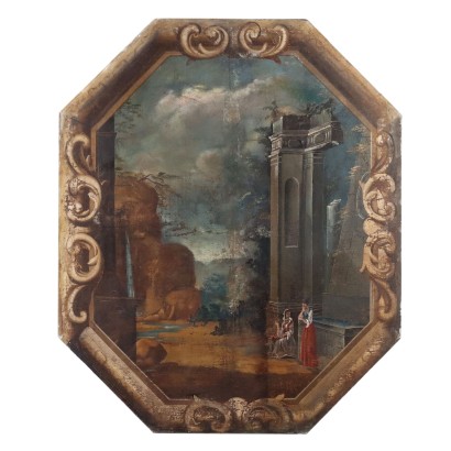 Antique Painting Landscape Oil on Canvas XVIII Century