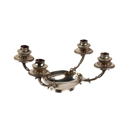 Candelabro con cuenco en plata florentina