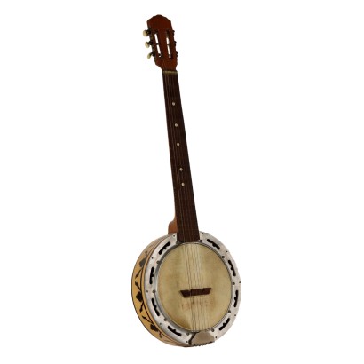 Banjo Guitare Vintage Bois Métal Cuir Années 1960