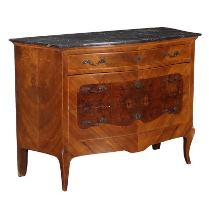 Commode Ancienne Style Baroque Noyer 3 Tiroirs XXe Siècle