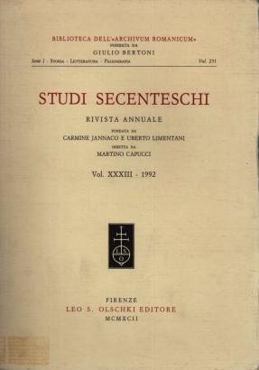 Studi secenteschi (Volume XXXIII)