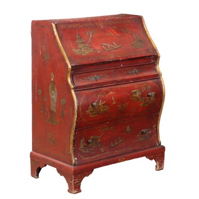 Drop-leaf Table, Poplar Drop-leaf Table, Poplar Drop-leaf Table in Chinoiserie Style