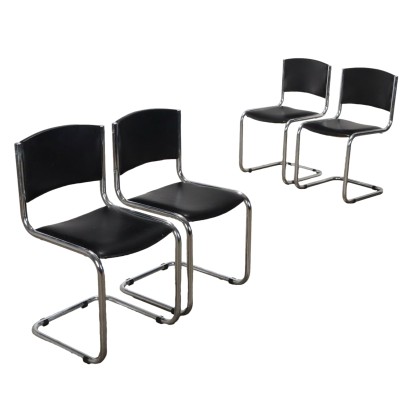 Lot de 4 chaises cantilever années 60-70